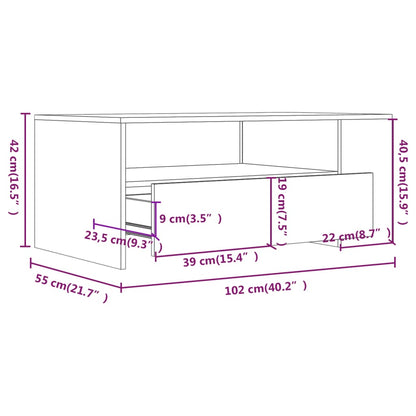 Tavolino da Salotto Rovere Fumo 102x55x42 cm Legno Multistrato - homemem39