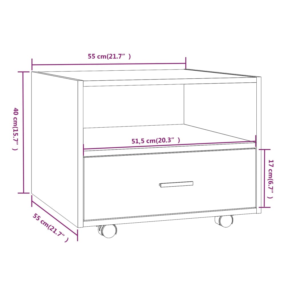 Tavolino da Salotto Rovere Fumo 55x55x40 cm Legno Multistrato - homemem39