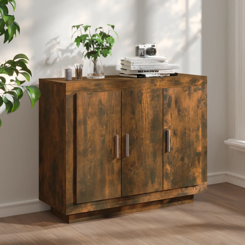 Credenza Rovere Fumo 92x35x75 cm in Legno Multistrato - homemem39