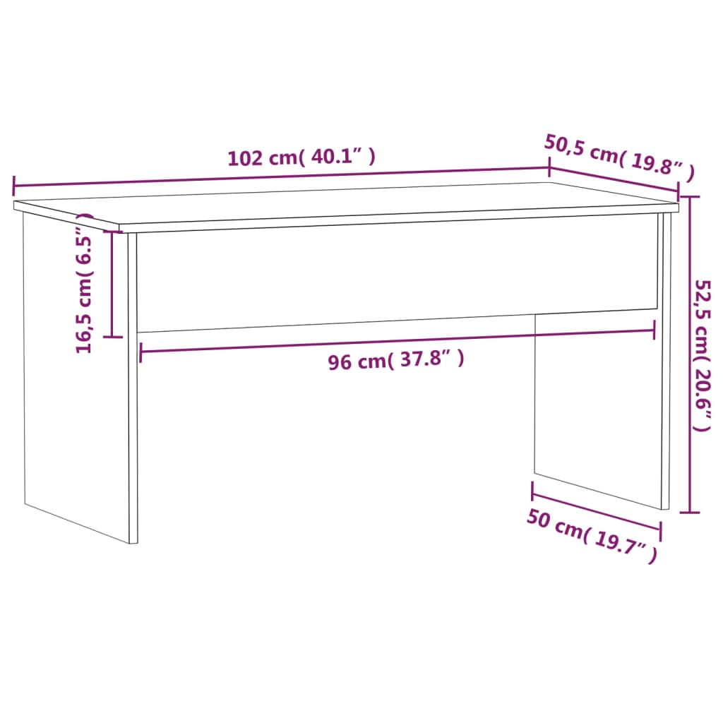 Tavolino da Salotto Bianco 102x50,5x52,5cm in Legno Multistrato - homemem39