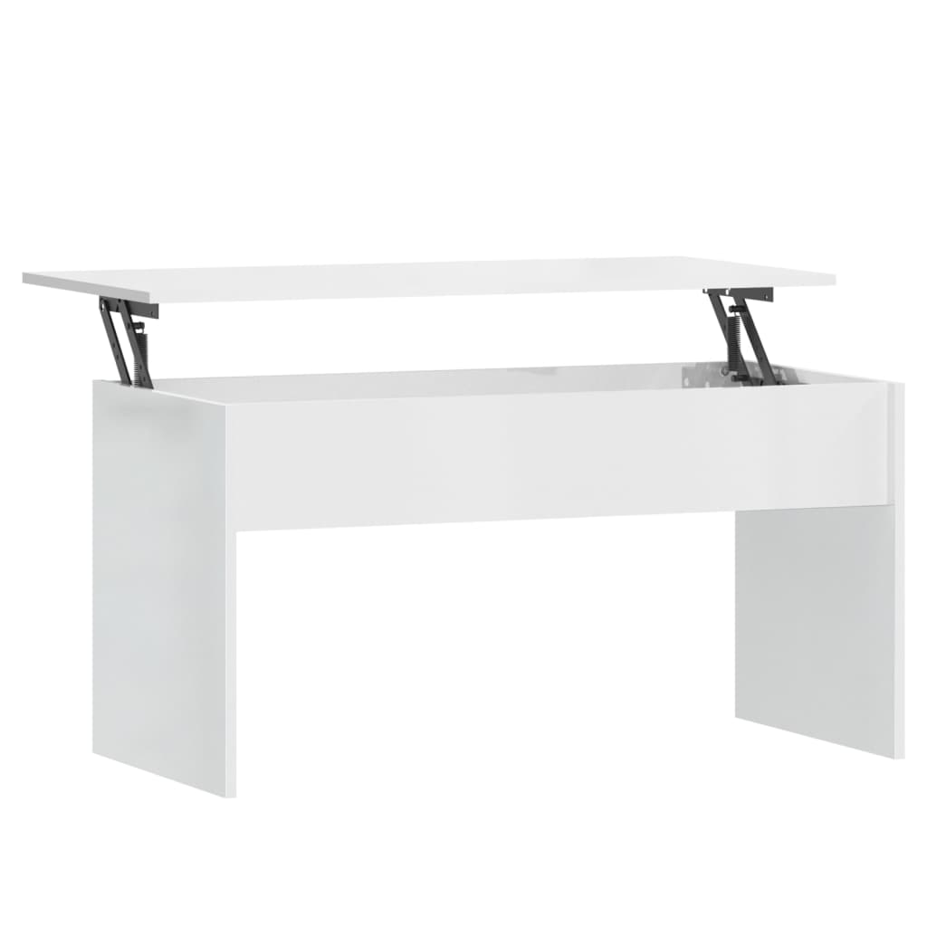 Tavolino Bianco Lucido 102x50,5x52,5 cm in Legno Multistrato - homemem39