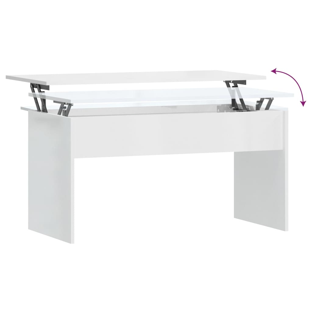 Tavolino Bianco Lucido 102x50,5x52,5 cm in Legno Multistrato - homemem39