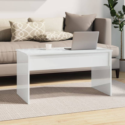 Tavolino Bianco Lucido 102x50,5x52,5 cm in Legno Multistrato - homemem39