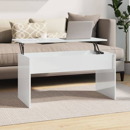 Tavolino Bianco Lucido 102x50,5x52,5 cm in Legno Multistrato - homemem39