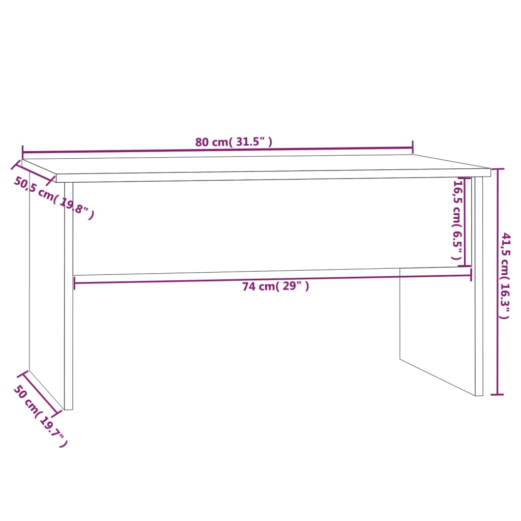 Tavolino da Salotto Bianco 80x50,5x41,5 cm Legno Multistrato - homemem39