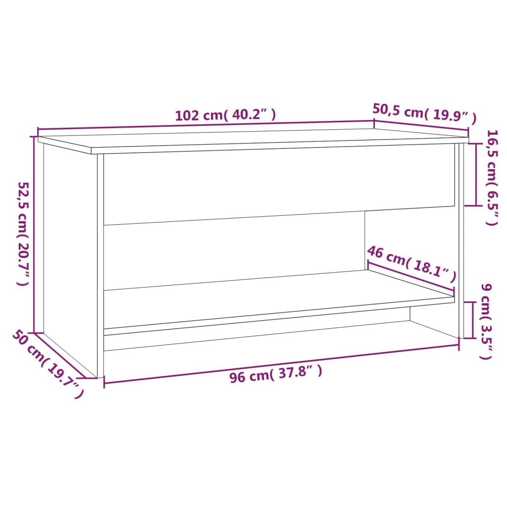 Tavolino da Salotto Bianco 102x50x52,5 cm in Legno Multistrato - homemem39