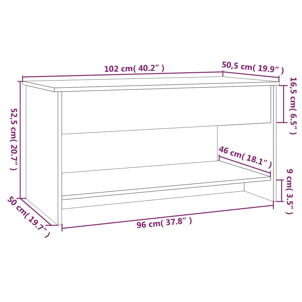 Tavolino Salotto Rovere Sonoma 102x50x52,5 cm Legno Multistrato - homemem39