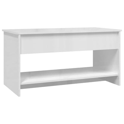 Tavolino Salotto Bianco Lucido 102x50x52,5 cm Legno Multistrato - homemem39