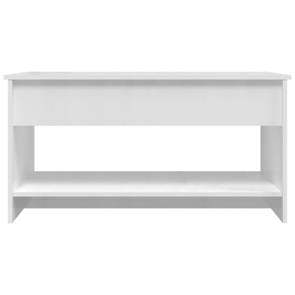 Tavolino Salotto Bianco Lucido 102x50x52,5 cm Legno Multistrato - homemem39