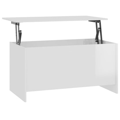 Tavolino Bianco Lucido 102x55,5x52,5 cm in Legno Multistrato - homemem39