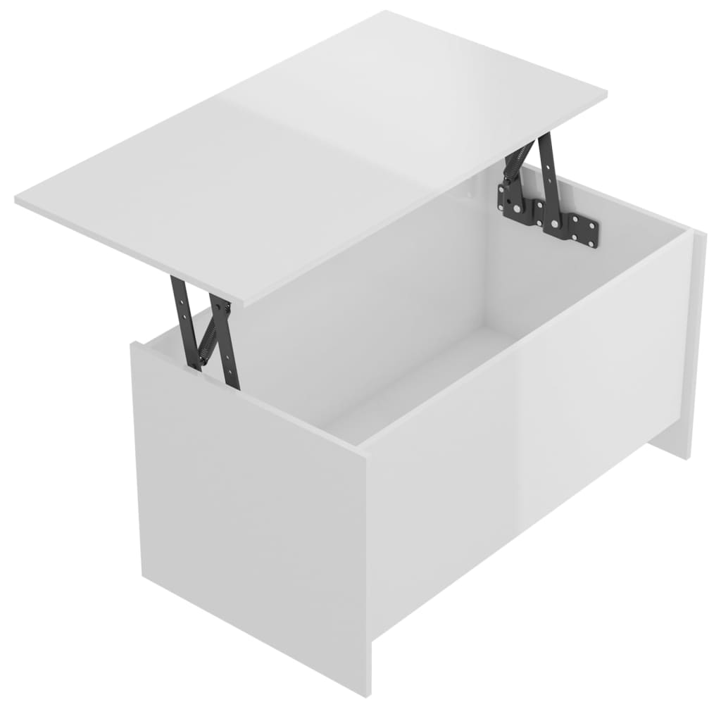 Tavolino Bianco Lucido 102x55,5x52,5 cm in Legno Multistrato - homemem39