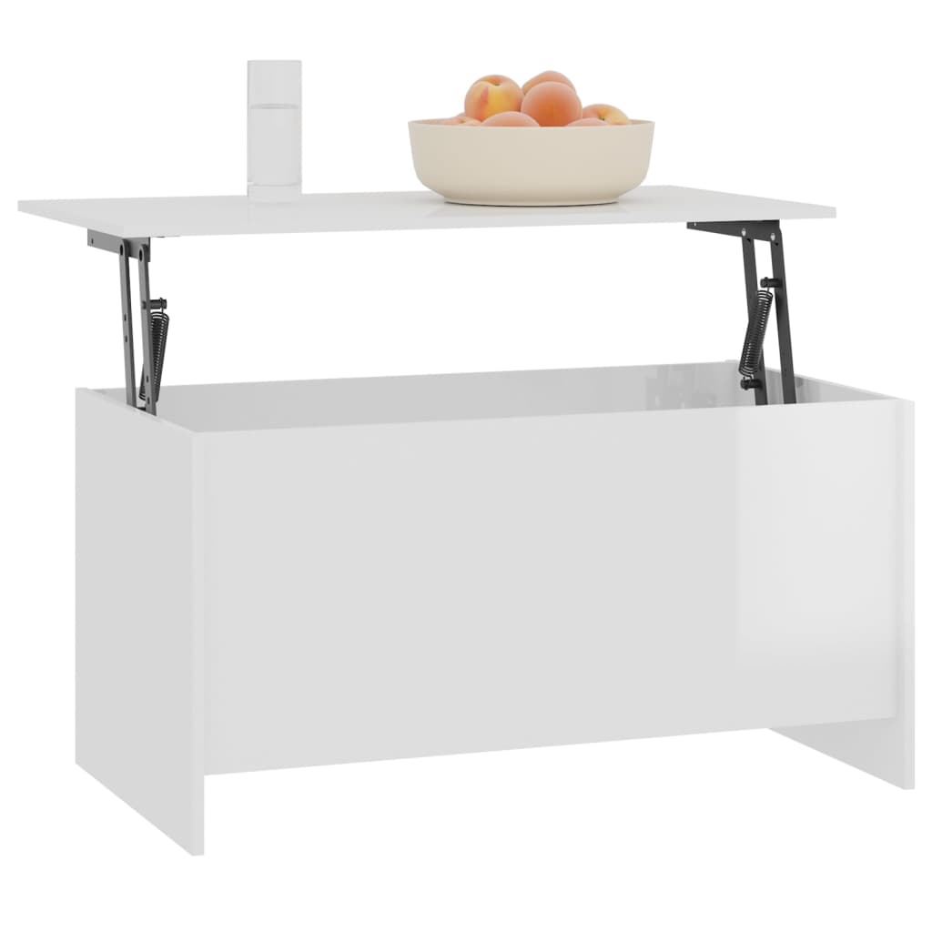 Tavolino Bianco Lucido 102x55,5x52,5 cm in Legno Multistrato - homemem39