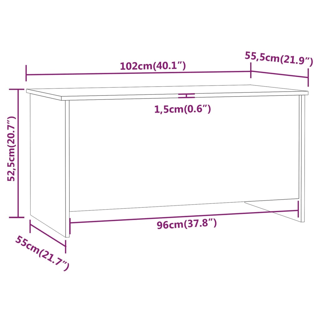 Tavolino Bianco Lucido 102x55,5x52,5 cm in Legno Multistrato - homemem39