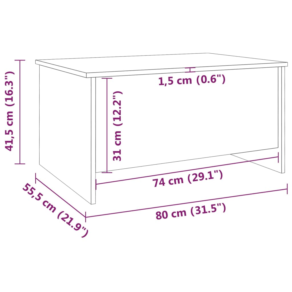 Tavolino da Salotto Bianco 80x55,5x41,5 cm in Legno Multistrato - homemem39