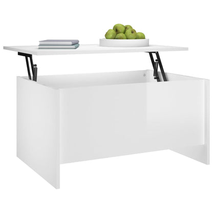 Tavolino Salotto Bianco Lucido 80x55,5x41,5cm Legno Multistrato - homemem39