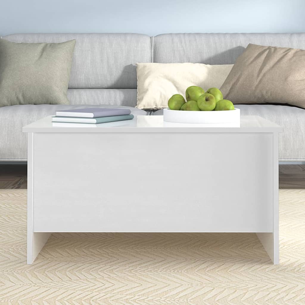 Tavolino Salotto Bianco Lucido 80x55,5x41,5cm Legno Multistrato - homemem39