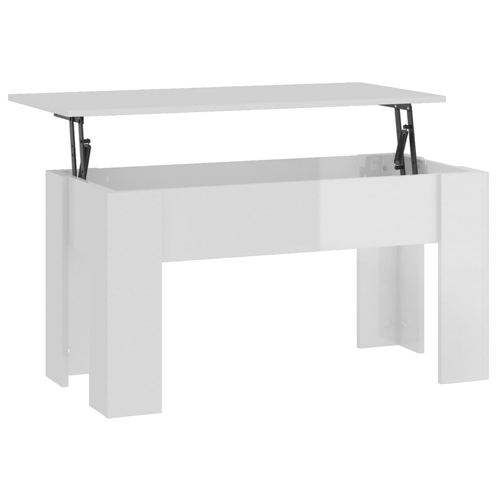 Tavolino da Salotto Bianco Lucido 101x49x52 cm Legno Compensato - homemem39