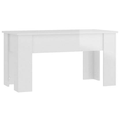 Tavolino da Salotto Bianco Lucido 101x49x52 cm Legno Compensato - homemem39