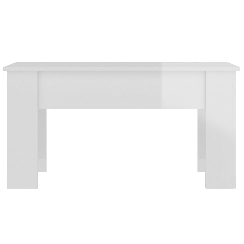 Tavolino da Salotto Bianco Lucido 101x49x52 cm Legno Compensato - homemem39