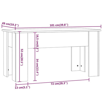 Tavolino da Salotto Bianco Lucido 101x49x52 cm Legno Compensato - homemem39