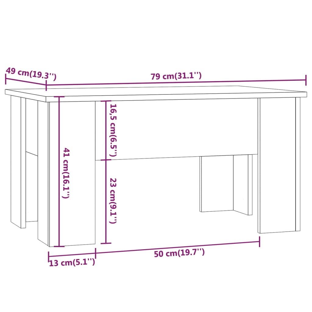 Tavolino da Salotto Bianco Lucido 79x49x41 cm Legno Compensato - homemem39