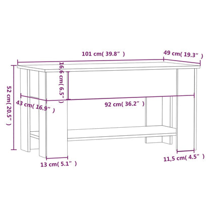 Tavolino da Salotto Nero 101x49x52 cm in Legno Multistrato - homemem39