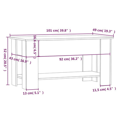 Tavolino da Salotto Rovere Sonoma 101x49x52cm Legno Multistrato - homemem39