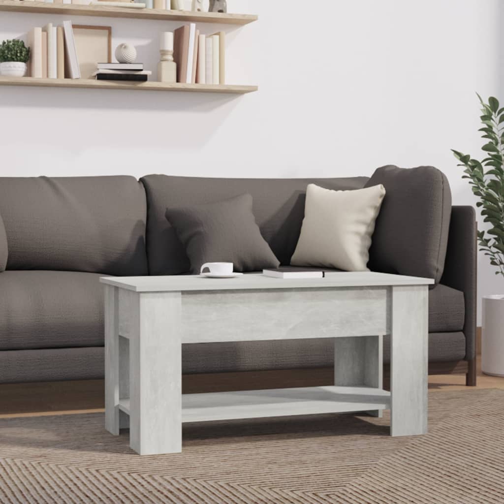 Tavolino Salotto Grigio Cemento 101x49x52 cm Legno Multistrato - homemem39