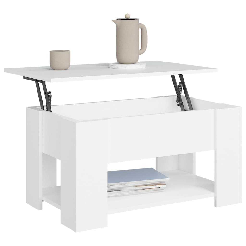 Tavolino da Salotto Bianco 79x49x41 cm in Legno Multistrato - homemem39