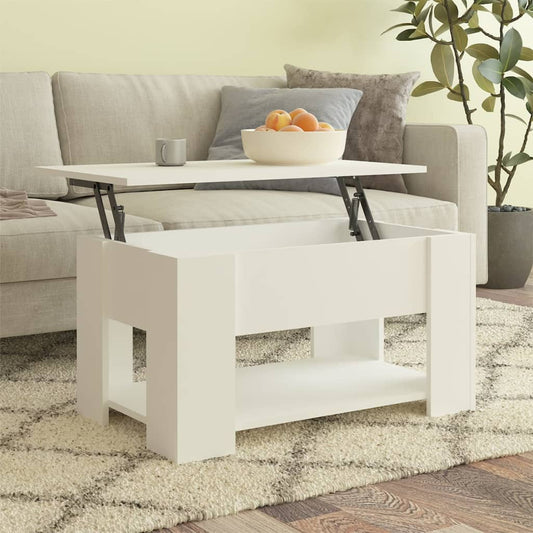 Tavolino da Salotto Bianco 79x49x41 cm in Legno Multistrato - homemem39