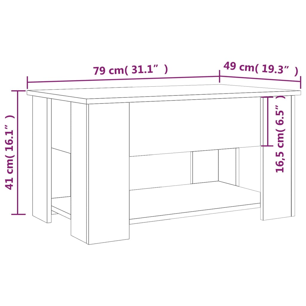 Tavolino da Salotto Nero 79x49x41 cm in Legno Multistrato - homemem39