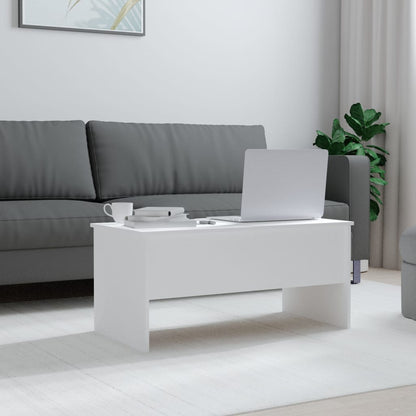 Tavolino da Salotto Bianco 102x50,5x46,5cm in Legno Multistrato - homemem39