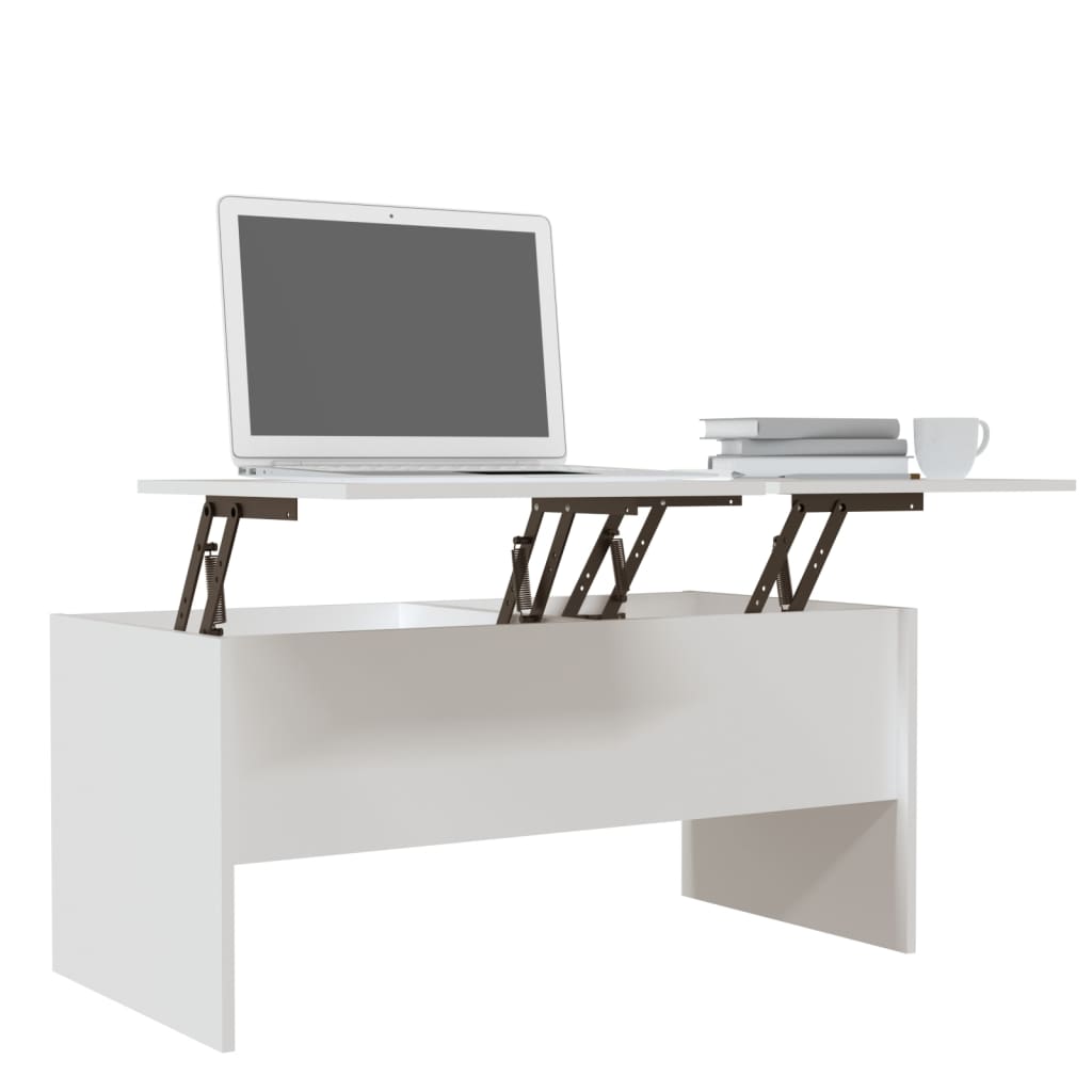 Tavolino da Salotto Bianco 102x50,5x46,5cm in Legno Multistrato - homemem39