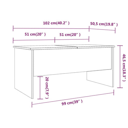 Tavolino da Salotto Bianco 102x50,5x46,5cm in Legno Multistrato - homemem39