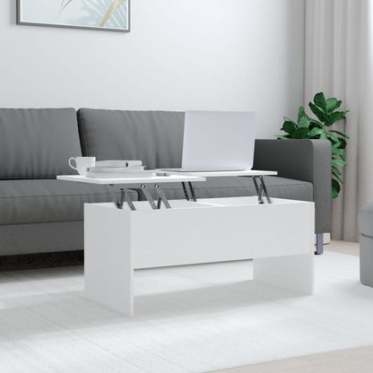 Tavolino da Salotto Bianco 102x50,5x46,5cm in Legno Multistrato - homemem39