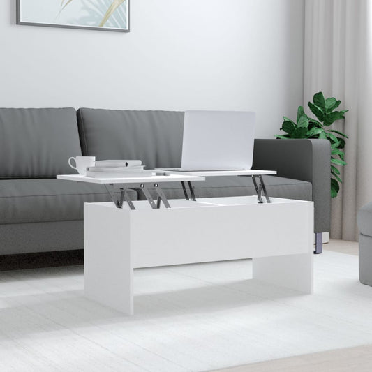 Tavolino da Salotto Bianco 102x50,5x46,5cm in Legno Multistrato - homemem39
