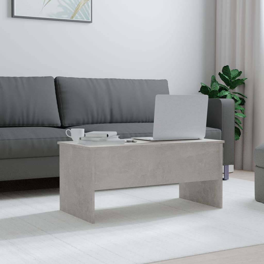 Tavolino Grigio Cemento 102x50,5x46,5 cm in Legno Multistrato - homemem39