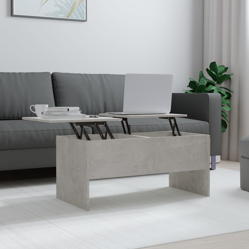 Tavolino Grigio Cemento 102x50,5x46,5 cm in Legno Multistrato - homemem39