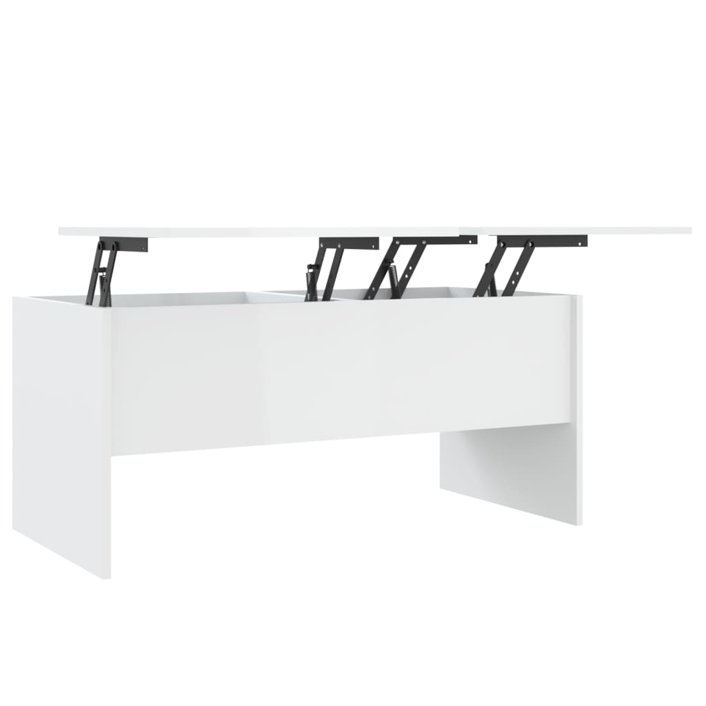 Tavolino Bianco Lucido 102x50,5x46,5 cm in Legno Multistrato - homemem39