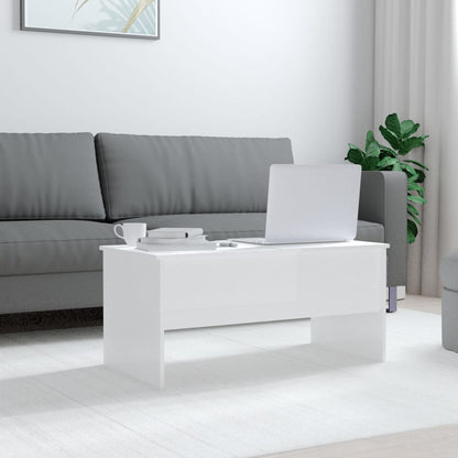 Tavolino Bianco Lucido 102x50,5x46,5 cm in Legno Multistrato - homemem39