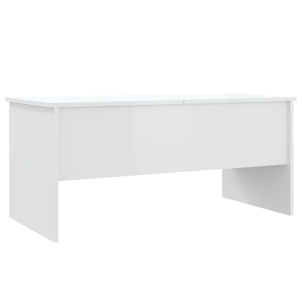 Tavolino Bianco Lucido 102x50,5x46,5 cm in Legno Multistrato - homemem39