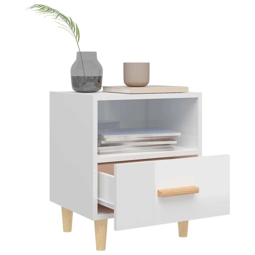 Comodini 2 pz in Bianco Lucido 40x35x47 cm - homemem39