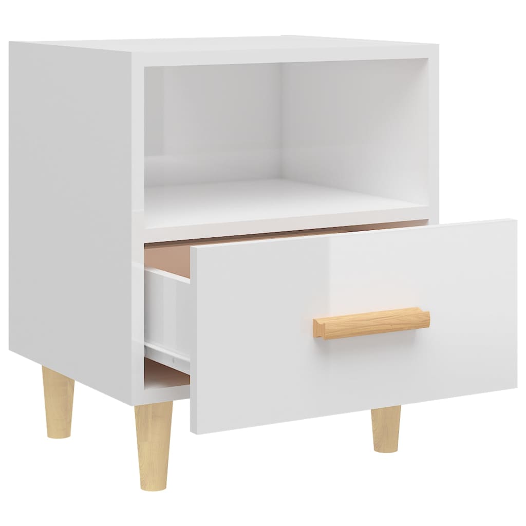 Comodini 2 pz in Bianco Lucido 40x35x47 cm - homemem39