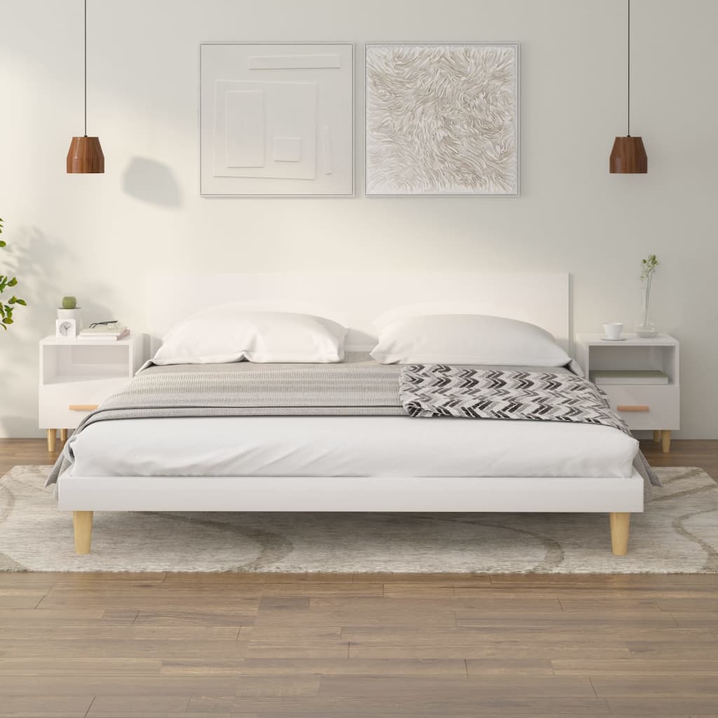 Comodini 2 pz in Bianco Lucido 40x35x47 cm - homemem39