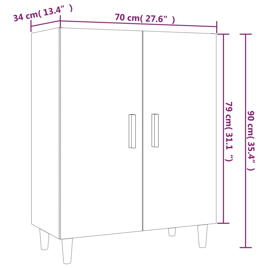 Credenza Nera 70x34x90 cm in Legno Multistrato - homemem39