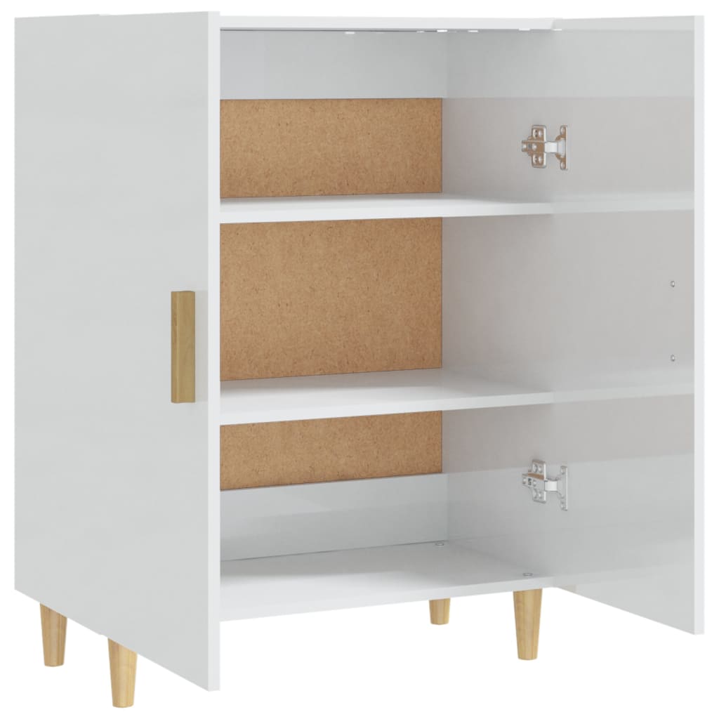 Credenza Bianco Lucido 70x34x90 cm in Legno Multistrato - homemem39