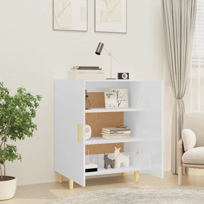 Credenza Bianco Lucido 70x34x90 cm in Legno Multistrato - homemem39