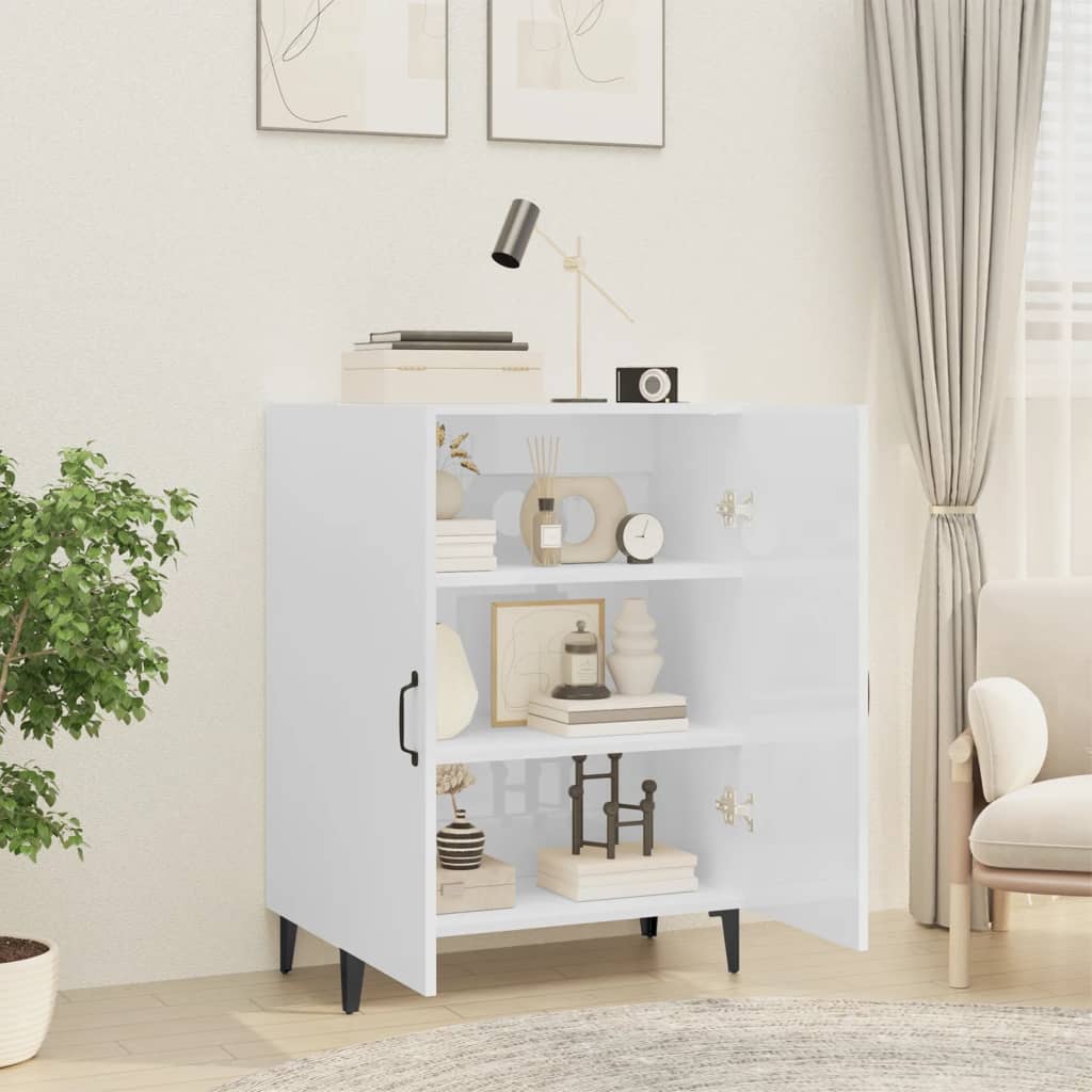 Credenza 70x34x90 cm in Legno Multistrato Bianco Lucido - homemem39