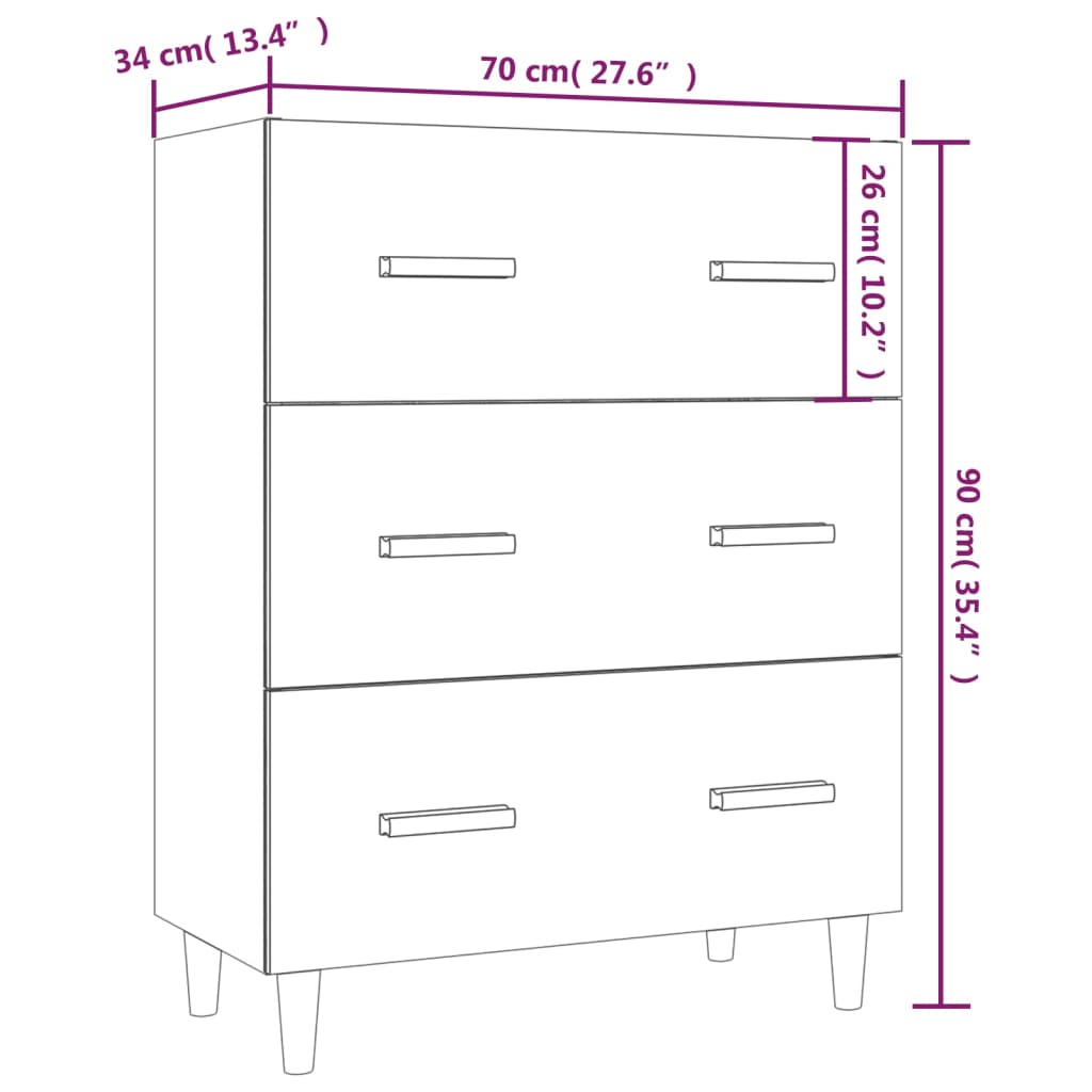 Credenza Rovere Sonoma 70x34x90 cm in Legno Multistrato - homemem39