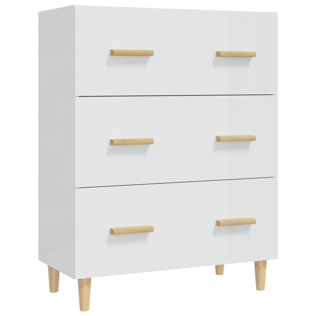 Credenza Bianco Lucido 70x34x90 cm in Legno Multistrato - homemem39